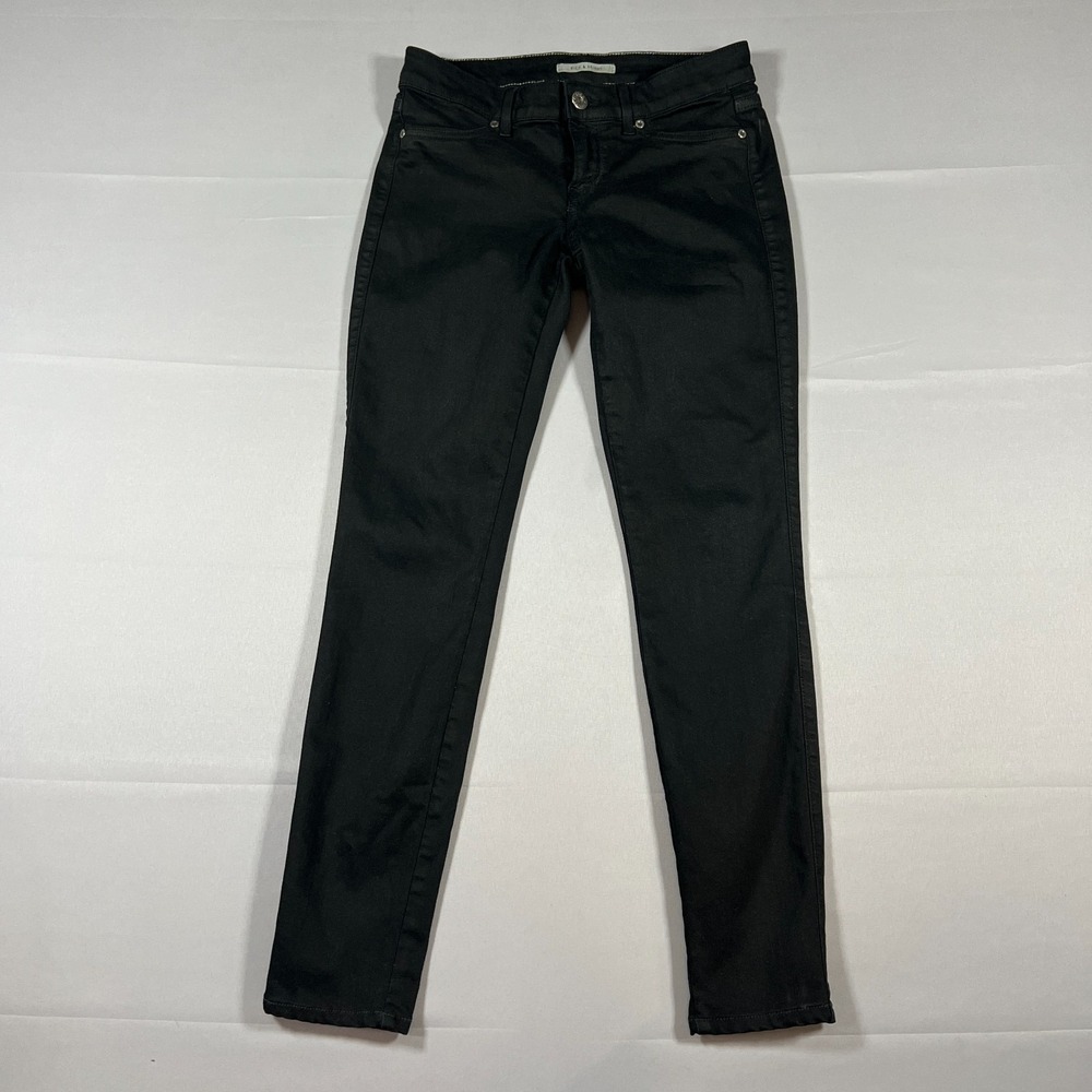 Rich & Skinny Jeans Womens 26 Black Denim Cotton Stretch Low Rise Dark Wash